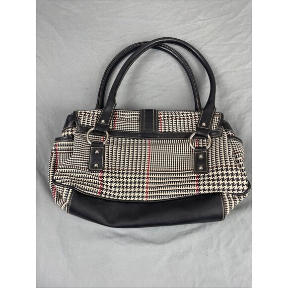 VTG Y2K Chaps houndstooth herringbone plaid bag purse twee preppy - Picture 7 of 13